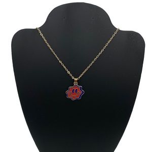 Retro Acid Smiley Trippy Red & Blue Golden Necklace